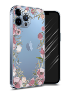 Чехол Awog на Apple iPhone 13 Pro Max / Айфон 13 Pro Max "Розовая цветочная рамка"