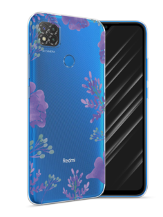 Чехол Awog на Xiaomi Redmi 9C "Сиреневая цветочная рамка"
