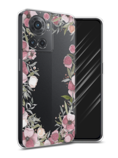 Чехол Awog на OnePlus Ace / ВанПлас Ace "Розовая цветочная рамка"