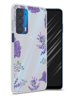 Чехол Awog на Motorola Edge (2021) "Сиреневая цветочная рамка"