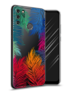 Чехол Awog на Honor 9A "Рамка из перьев"