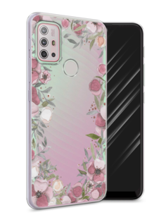 Чехол Awog на Lenovo K13 Note/Motorola Moto G10/G20/G30 "Розовая цветочная рамка"