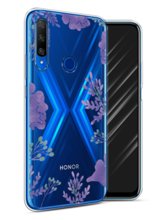 Чехол Awog на Honor 9X Premium "Сиреневая цветочная рамка"
