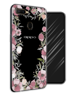 Чехол Awog на Oppo A5s "Розовая цветочная рамка"
