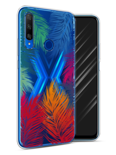 Чехол Awog на Honor 9X Premium "Рамка из перьев"