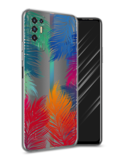 Чехол Awog на Tecno Pova 2 "Рамка из перьев"