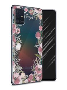 Чехол Awog на Samsung Galaxy A51 "Розовая цветочная рамка"
