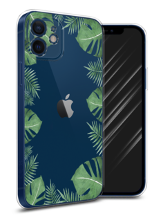 Чехол Awog на Apple iPhone 12 mini / Айфон 12 mini "Листья папоротника рамка"