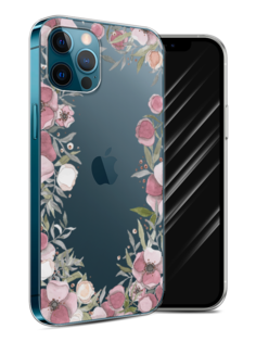 Чехол Awog на Apple iPhone 12 Pro / Айфон 12 Pro "Розовая цветочная рамка"