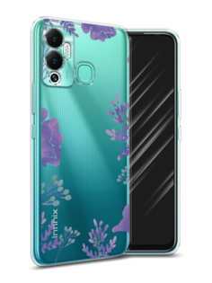 Чехол Awog на Infinix Hot 12 Play "Сиреневая цветочная рамка"