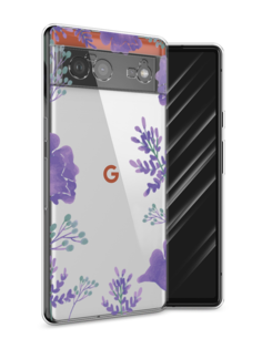 Чехол Awog на Google Pixel 6 "Сиреневая цветочная рамка"