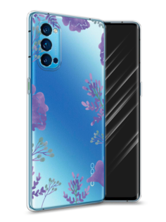 Чехол Awog на Oppo Reno 4 Pro 5G "Сиреневая цветочная рамка"