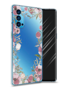 Чехол Awog на Oppo Reno 4 Pro 5G "Розовая цветочная рамка"