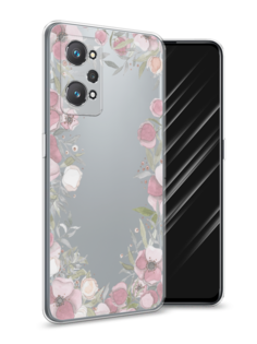 Чехол Awog на Realme GT Neo 2 "Розовая цветочная рамка"