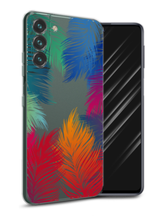 Чехол Awog на Samsung Galaxy S22 / Самсунг S22 "Рамка из перьев"