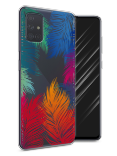 Чехол Awog на Samsung Galaxy A71 4G "Рамка из перьев"