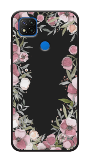 Чехол Awog на Xiaomi Redmi 9C "Розовая цветочная рамка"