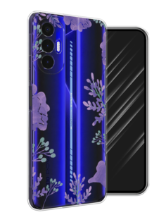 Чехол Awog на Tecno Pova 3 "Сиреневая цветочная рамка"