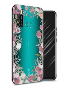 Чехол Awog на Tecno Pouvoir 4 "Розовая цветочная рамка"