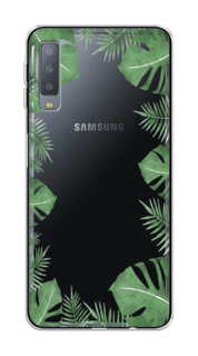 Чехол Awog на Samsung Galaxy A7 2018 "Листья папоротника рамка"