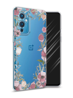 Чехол Awog на OnePlus 9 LE2110 / ВанПлас 9 LE2110 "Розовая цветочная рамка"