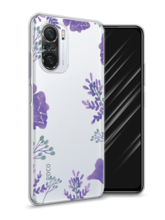 Чехол Awog на Poco F3/Redmi K40/Mi 11i "Сиреневая цветочная рамка"