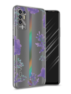 Чехол Awog на Tecno Pova 2 "Сиреневая цветочная рамка"