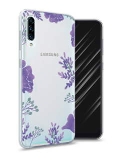 Чехол Awog на Samsung Galaxy A50 "Сиреневая цветочная рамка"