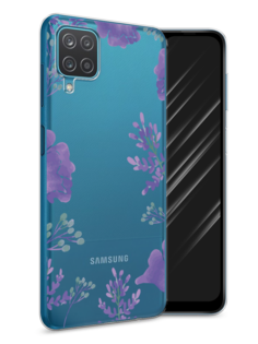 Чехол Awog на Samsung Galaxy A12 / Самсунг A12 "Сиреневая цветочная рамка"