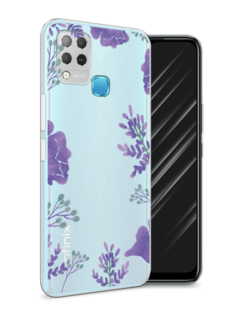 Чехол Awog на Infinix HOT 10S "Сиреневая цветочная рамка"