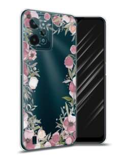 Чехол Awog на Realme C31 "Розовая цветочная рамка"