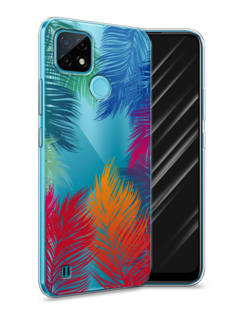 Чехол Awog на Realme C21 "Рамка из перьев"