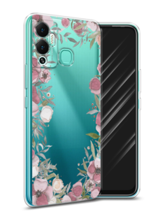 Чехол Awog на Infinix Hot 12 Play "Розовая цветочная рамка"