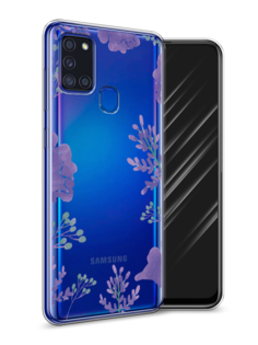 Чехол Awog на Samsung Galaxy A21s / Самсунг A21s "Сиреневая цветочная рамка"