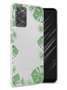 Чехол Awog на ZTE Blade V30 Vita / ЗТЕ Блэйд V30 Vita "Листья папоротника рамка"