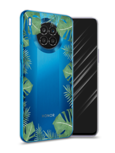 Чехол Awog на Huawei Nova 8i "Листья папоротника рамка"
