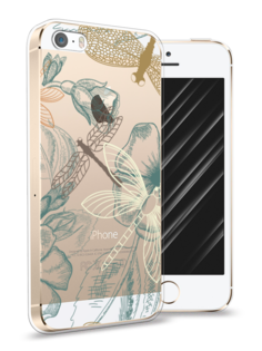 Чехол Awog на Apple iPhone 5/5S/SE / Айфон 5/5S/SE "Тени стрекоз"