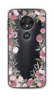 Чехол Awog на Motorola Moto G7 Play / Моторола Мото G7 Плэй "Розовая цветочная рамка"