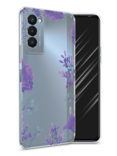 Чехол Awog на Tecno Camon 18P "Сиреневая цветочная рамка"