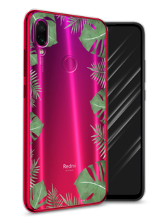 Чехол Awog на Xiaomi Redmi Note 7 "Листья папоротника рамка"