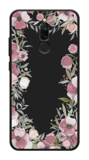 Матовый силиконовый чехол "Розовая цветочная рамка" на Xiaomi Redmi 8 Awog