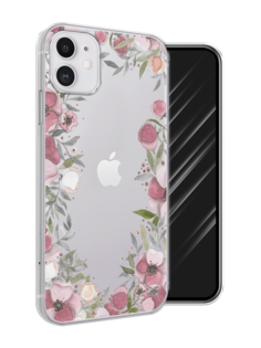 Чехол Awog на Apple iPhone 11 / Айфон 11 "Розовая цветочная рамка"