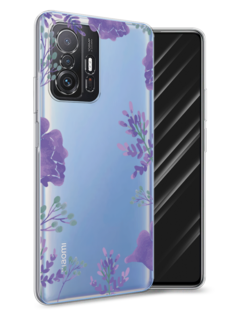 Чехол Awog на Xiaomi Mi 11T "Сиреневая цветочная рамка"