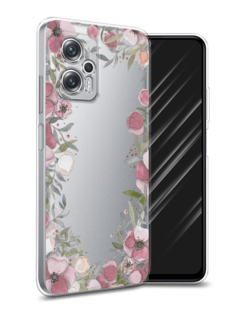 Чехол Awog на Poco X4 GT/Redmi Note 11T Pro/11T Pro Plus "Розовая цветочная рамка"