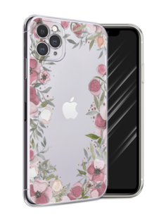 Чехол Awog на Apple iPhone 11 Pro Max / Айфон 11 Pro Max "Розовая цветочная рамка"