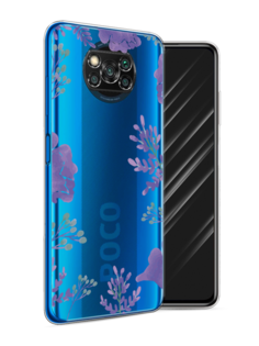Чехол Awog на Poco X3 NFC "Сиреневая цветочная рамка"