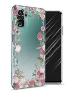 Чехол Awog на Xiaomi Redmi Note 10/Note 10S/M5s "Розовая цветочная рамка"