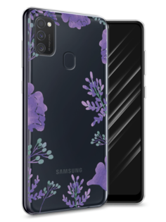 Чехол Awog на Samsung Galaxy M21 "Сиреневая цветочная рамка"