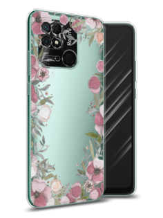 Чехол Awog на Xiaomi Redmi 10C "Розовая цветочная рамка"
