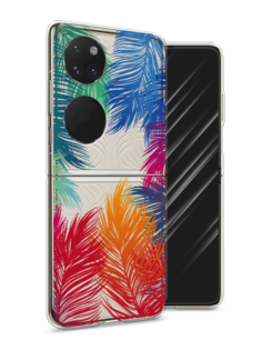 Чехол Awog на Huawei P50 pocket "Рамка из перьев"